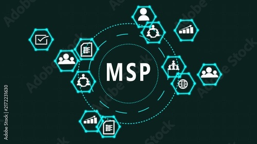 MSP concept. Finacial success concept on virtual screen. Business, technology, internet and networking concept.3d illustration