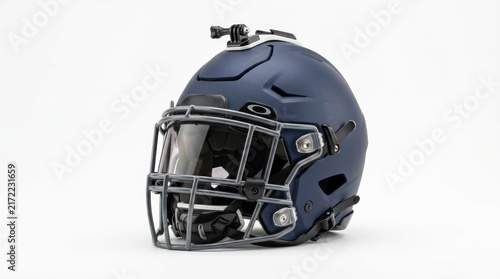 Protective sports helmet with mounted action camera for recording