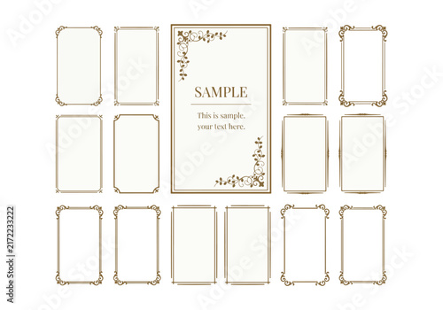 Elegant gold vintage ornate border frames for wedding invitations and luxury stationery design projects