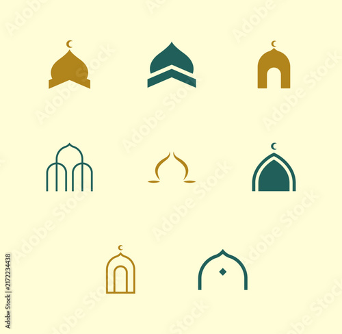 Canvas Print Minimalist Mosque Logo Collection Modern Islamic Brand Identity Vector Bundle
