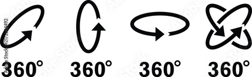 Canvas Print Four Black 360 Degree Arrow Icons Showing Circular Rotation