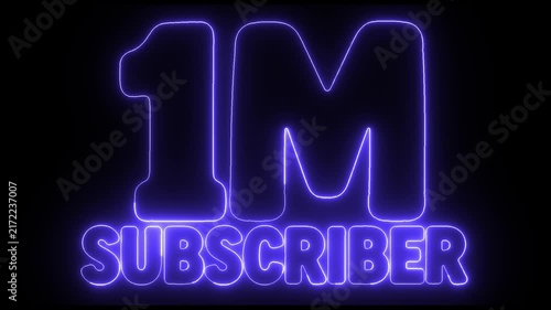 One Million Subscribers Yellow Neon Light Sign Glowing on Dark Background, 16:9