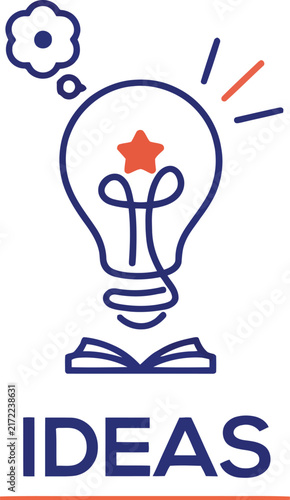 Lightbulb and Open Book Ideas Line Art Logo Concept