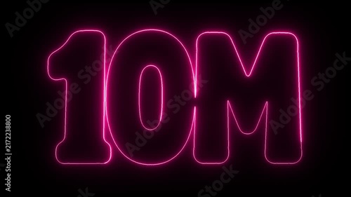 10 Million Subscribers red Neon Light Sign Glowing on Dark Background, 16:9