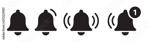 Bild auf Leinwand Minimal bell notification icons featuring silent ringing and unread message indicators for digital dashboards