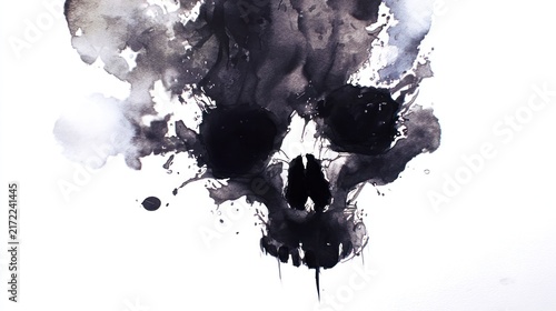 Abstract ink skull illustration on white background for diverse concepts