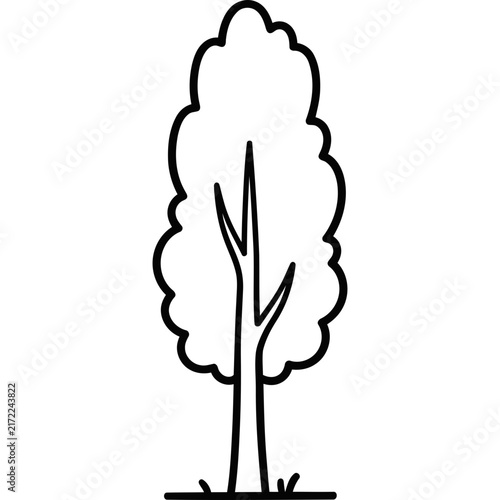 Cute tree coloring page illustration.