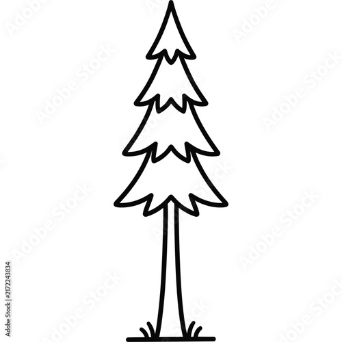 Cute pine tree coloring page illustration.