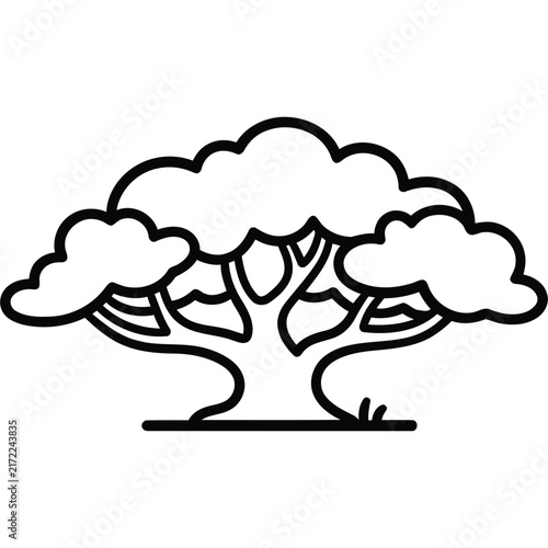 Cute tree coloring page illustration.
