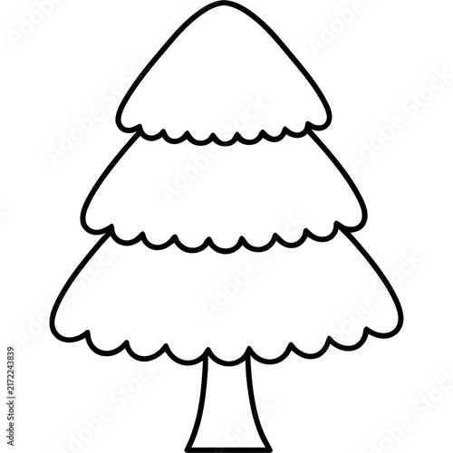 Cute pine tree coloring page illustration.