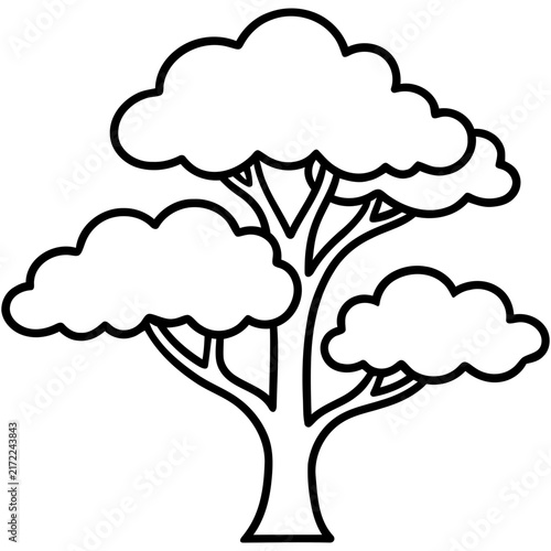Cute tree coloring page illustration.