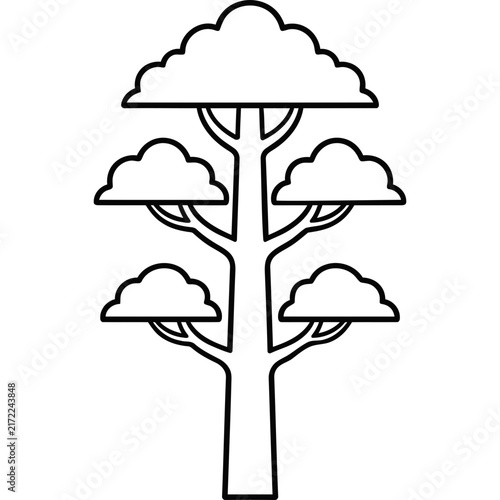 Cute tree coloring page illustration.