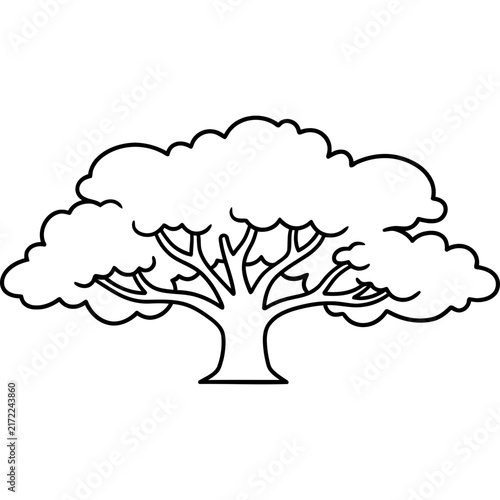 Cute tree coloring page illustration.