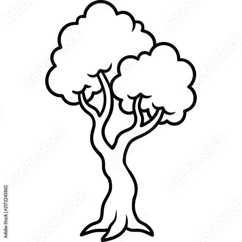 Cute tree coloring page illustration.
