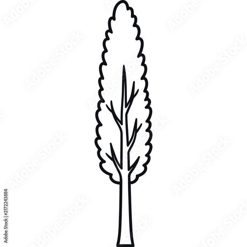 Cute cypress tree coloring page illustration.