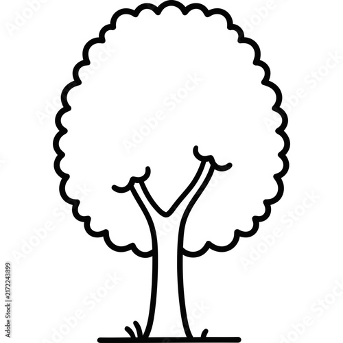 Cute simple tree coloring page illustration.