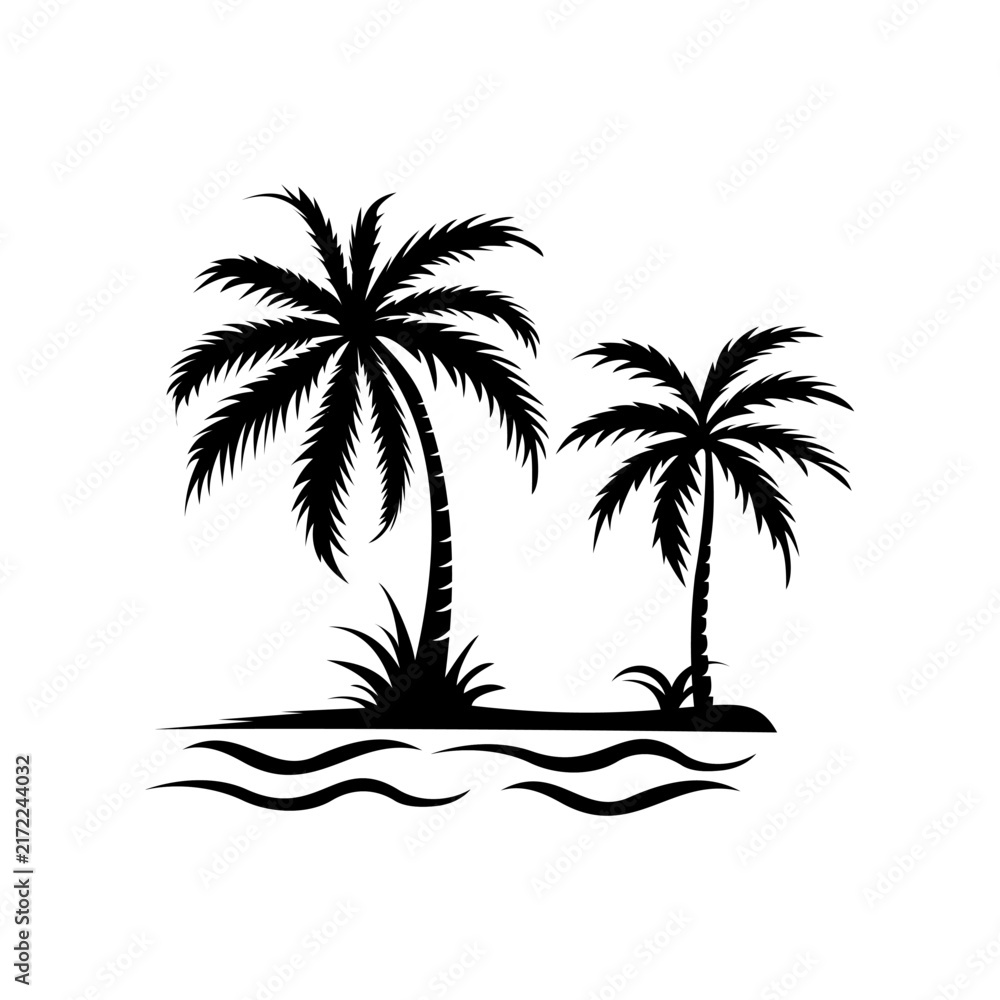 Fototapeta premium Illustration of a palm or coconut tree on a white background