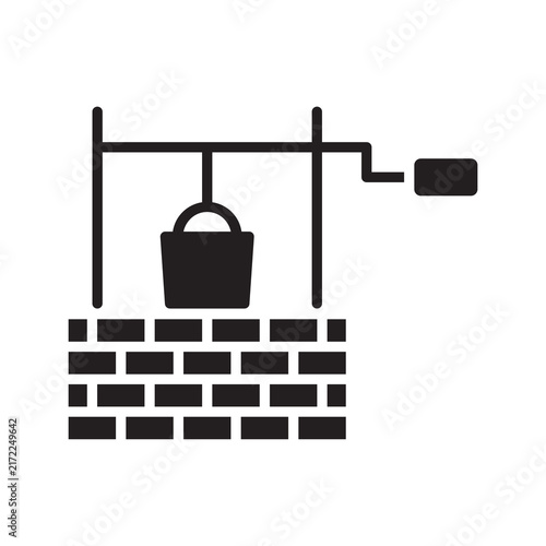 Traditional Water Well Icon - Farm Irrigation Well Glyph Symbol