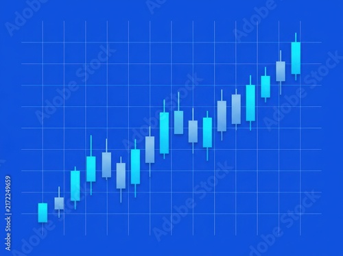 Clean vector financial chart with candlestick patterns on grid