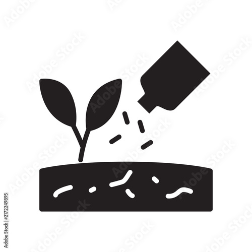 Pouring Plant Fertilizer Icon - Sprout Nourishment Glyph Symbol