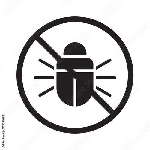 Anti Pest Prohibited Sign Icon - Bug Control Shield Glyph Symbol