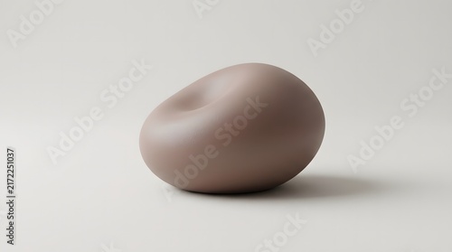 Abstract 3D rounded object with soft indentation on a neutral studio background.