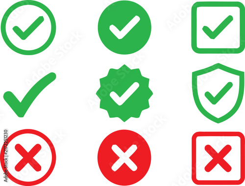 Check Mark and Cross Icons Illustration