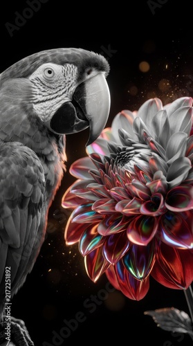 parrot on black background