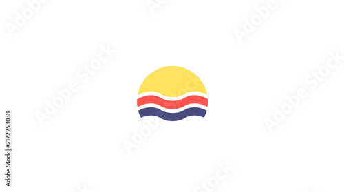 Sun and waves ocean horizon logo icon.