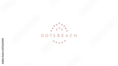 Minimalist pink dotted arch logo with text Dotsbeach.