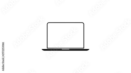 Simple black outline icon of a laptop computer
