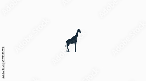 Silhouette of a walking giraffe on white background