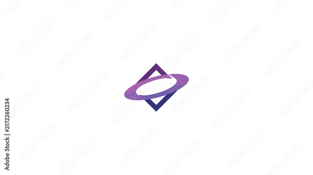 Fototapeta premium Purple geometric diamond planet logo icon