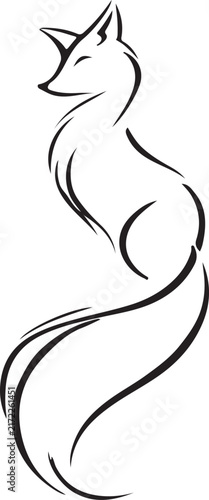 Elegant minimalist fox illustration a stylized line art drawing of a wild animal with a flowing tail perfect for branding and design