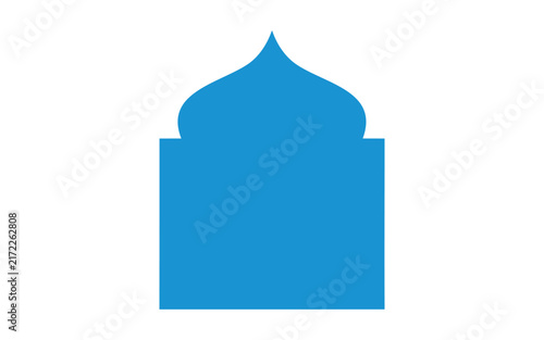 Blue silhouette of an onion dome archway on a white background