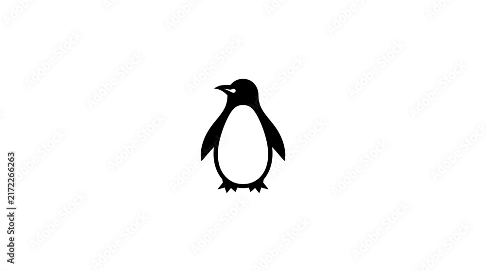 Obraz premium Minimalist black penguin silhouette icon isolated.