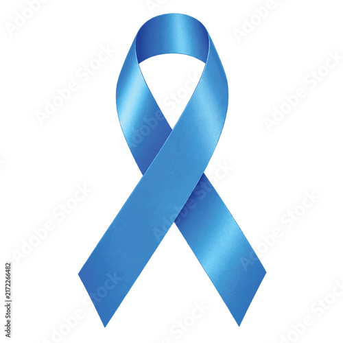 blue awareness ribbon on white