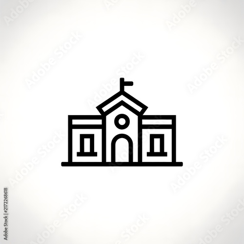 Black outline school building icon