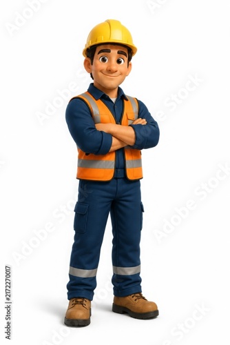 Smiling Construction Worker as a 3D Character