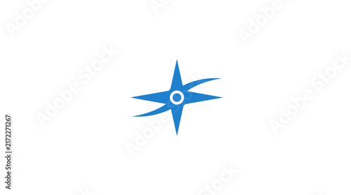 Blue four pointed compass star navigation icon.