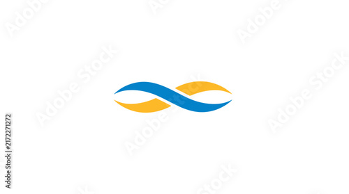 Blue and orange fluid infinity wave symbol.