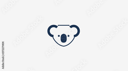 Photography Dark blue koala head icon on white background.