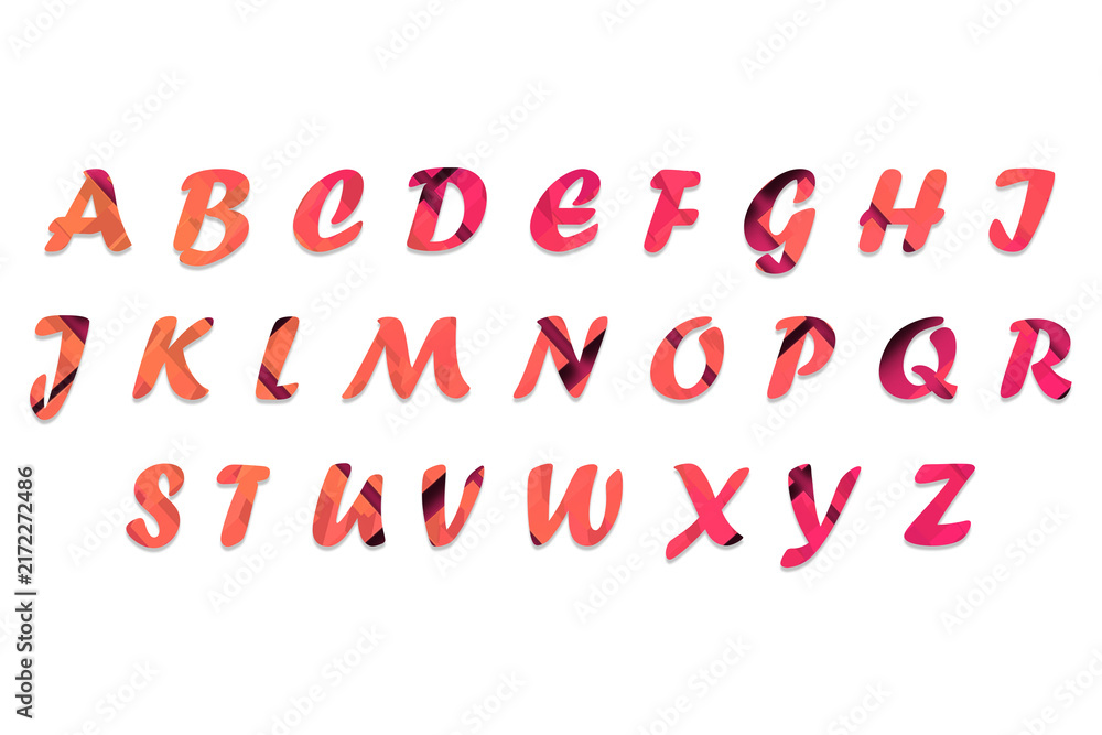 Obraz premium Modern Pink Coral Script Alphabet Set with Abstract Pattern PNG