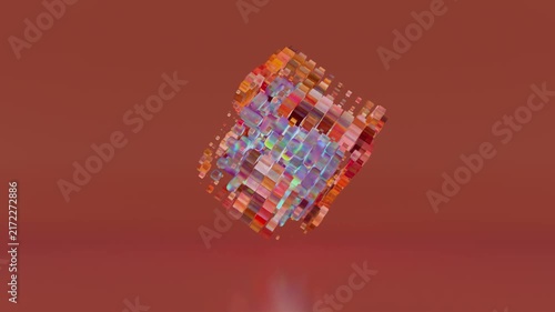 looped 3d animation. Abstract animation. Waves of cubes form a large cube.