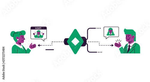 Business Workflow Automation and Scripted Communication Process Illustration