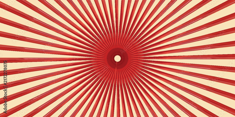 Fototapeta premium Vintage Japan Red Rising Sun, Sun Ray - Vintage Red Rising Sun Background. Vector illustration of a Rising Sun background with a grunge texture