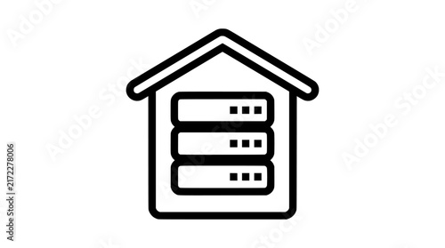 Bild auf Leinwand Server House Icon, Data Storage Building Vector, Cloud Computing Symbol, Technol