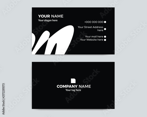 Minimal Black and White Business Card Template with Modern Abstract Design