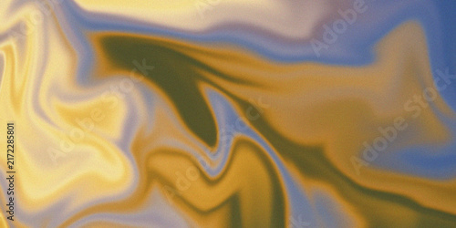 Fluid marble pattern with blue and yellow waves for abstract wallpaper.