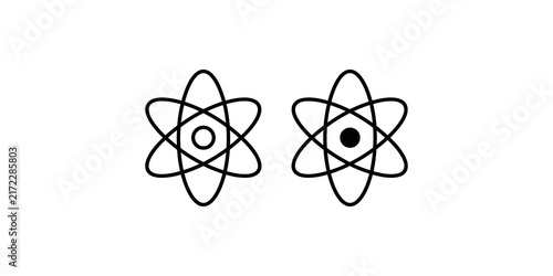 Fotografía Abstract atom icon in outline and filled styles for science and physics concepts